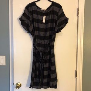 NWT Black and White Loft Dress with Tie Belt XL